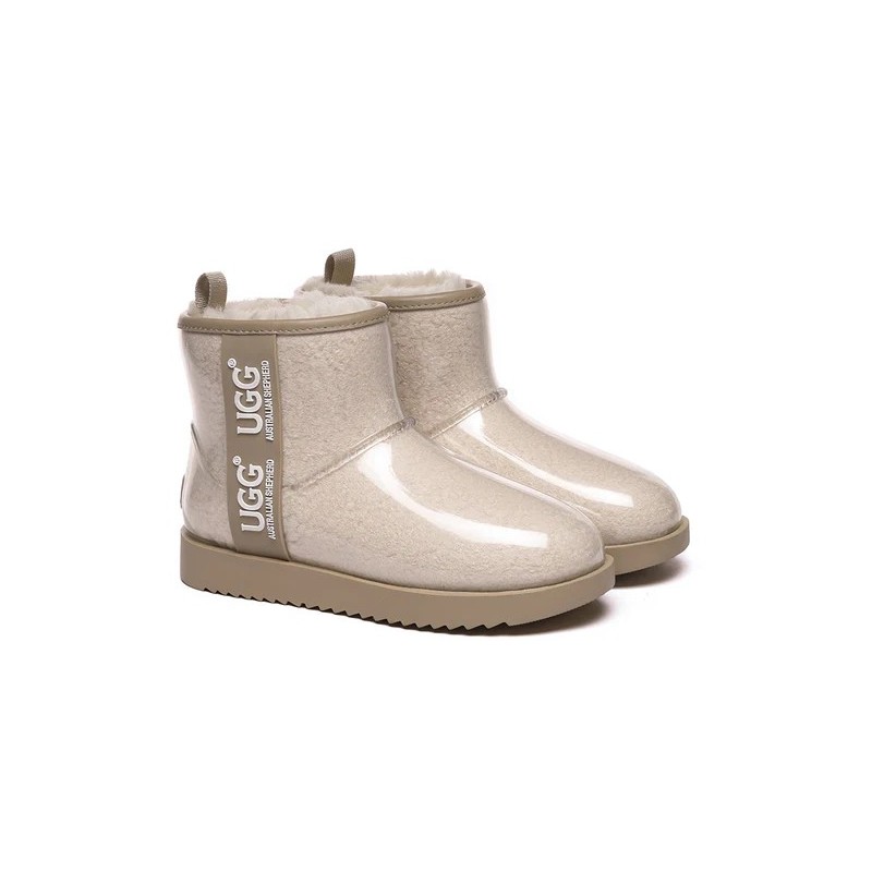Ugg bottes transparent imperméable revêtement en laine classique crème marron