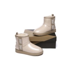 Ugg bottes transparent imperméable revêtement en laine classique crème marron