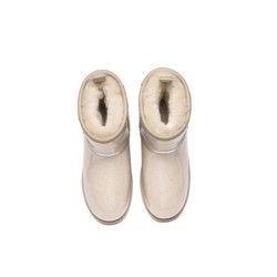 Ugg bottes transparent imperméable revêtement en laine classique crème marron