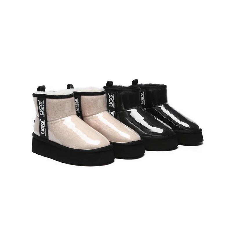 Ugg bottes imperméable en laine enduite plate forme classique crème