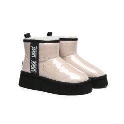 Ugg bottes imperméable en laine enduite plate forme classique crème