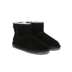 Ugg bottes agneau laine cheville Mini classique en daim Noir