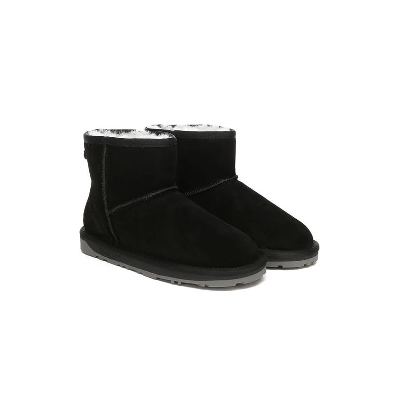 Ugg bottes agneau laine cheville Mini classique en daim Noir