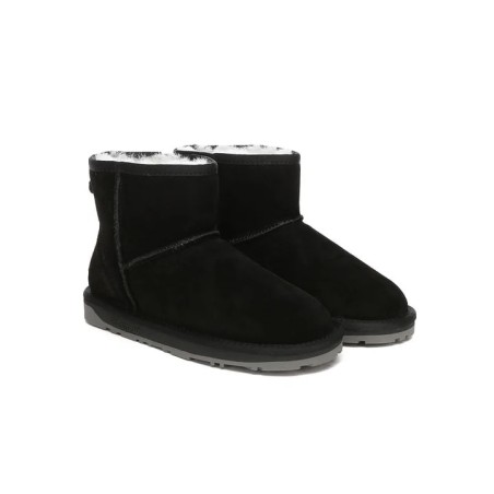 Ugg bottes agneau laine cheville Mini classique en daim Noir