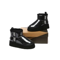 Ugg bottes imperméable en laine enduite plate forme classique noir