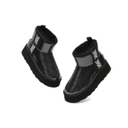 Ugg bottes imperméable en laine enduite plate forme classique noir