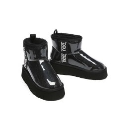 Ugg bottes imperméable en laine enduite plate forme classique noir