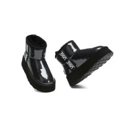 Ugg bottes imperméable en laine enduite plate forme classique noir