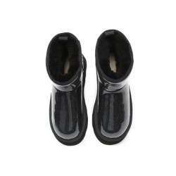 Ugg bottes imperméable en laine enduite plate forme classique noir