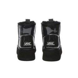 Ugg bottes imperméable en laine enduite plate forme classique noir