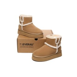 Ugg bottes en peau de mouton laine laine doublée plateforme cheville marron