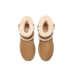 Ugg bottes en peau de mouton laine laine doublée plateforme cheville marron