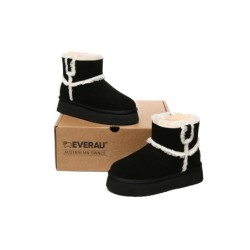 Ugg bottes en peau de mouton laine laine doublée plateforme cheville noir
