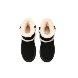Ugg bottes en peau de mouton laine laine doublée plateforme cheville noir