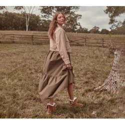Ugg bottes à nœud unique en laine de mouton pour femmes marron