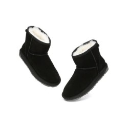 Ugg bottes agneau laine cheville Mini classique en daim Noir