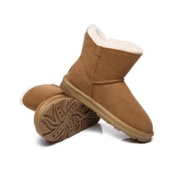 Ugg bottes à nœud unique en laine de mouton pour femmes marron