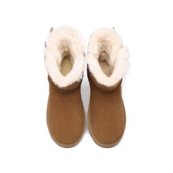 Ugg bottes à nœud unique en laine de mouton pour femmes marron