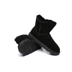 Ugg bottes à nœud unique en laine de mouton pour femmes noir