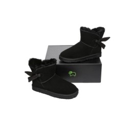 Ugg bottes à nœud unique en laine de mouton pour femmes noir