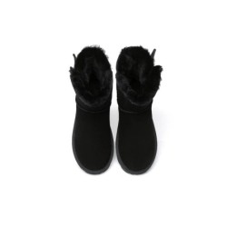 Ugg bottes à nœud unique en laine de mouton pour femmes noir