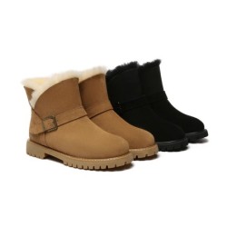 Ugg bottes en peau de mouton boucles en laine ornement cheville marron