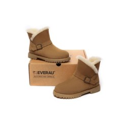 Ugg bottes en peau de mouton boucles en laine ornement cheville marron