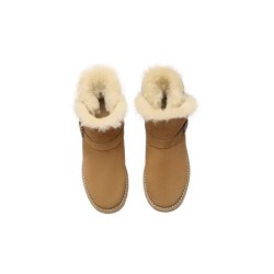 Ugg bottes en peau de mouton boucles en laine ornement cheville marron