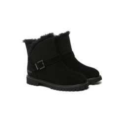 Ugg bottes en peau de mouton boucles en laine ornement cheville noir