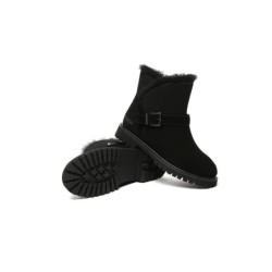 Ugg bottes en peau de mouton boucles en laine ornement cheville noir