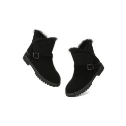 Ugg bottes en peau de mouton boucles en laine ornement cheville noir