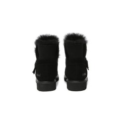 Ugg bottes en peau de mouton boucles en laine ornement cheville noir