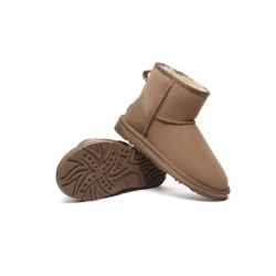 Ugg double face en peau de mouton laine cheville Mini Classic Boots Châtaigne