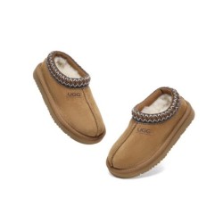 UGG Enfants pantoufles en peau de mouton laine cheville tazzy Châtaigne
