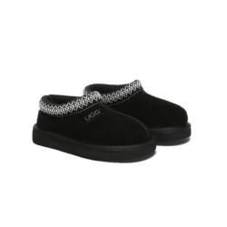 UGG Enfants pantoufles en peau de mouton laine cheville tazzy Noir