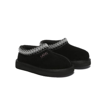 UGG Enfants pantoufles en peau de mouton laine cheville tazzy Noir