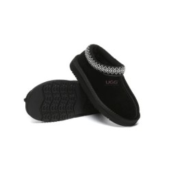 UGG Enfants pantoufles en peau de mouton laine cheville tazzy Noir