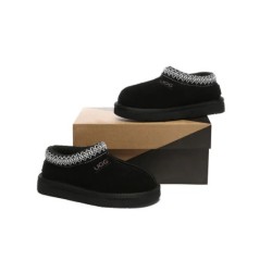 UGG Enfants pantoufles en peau de mouton laine cheville tazzy Noir
