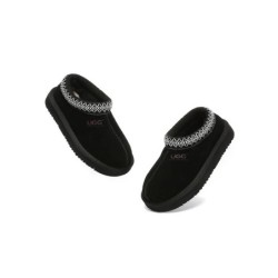UGG Enfants pantoufles en peau de mouton laine cheville tazzy Noir