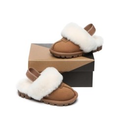 UGG Enfants pantoufles à bretelles en laine de mouton Suzie Châtaigne
