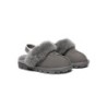 UGG Enfants pantoufles à bretelles en laine de mouton Suzie Gris