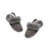 UGG Enfants pantoufles à bretelles en laine de mouton Suzie Gris