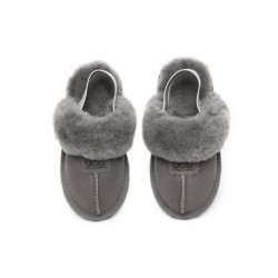 UGG Enfants pantoufles à bretelles en laine de mouton Suzie Gris