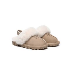 UGG Enfants pantoufles à bretelles en laine de mouton Suzie Sable
