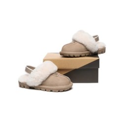 UGG Enfants pantoufles à bretelles en laine de mouton Suzie Sable