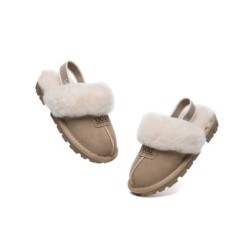 UGG Enfants pantoufles à bretelles en laine de mouton Suzie Sable