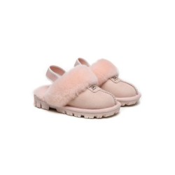 UGG Enfants pantoufles à bretelles en laine de mouton Suzie rose