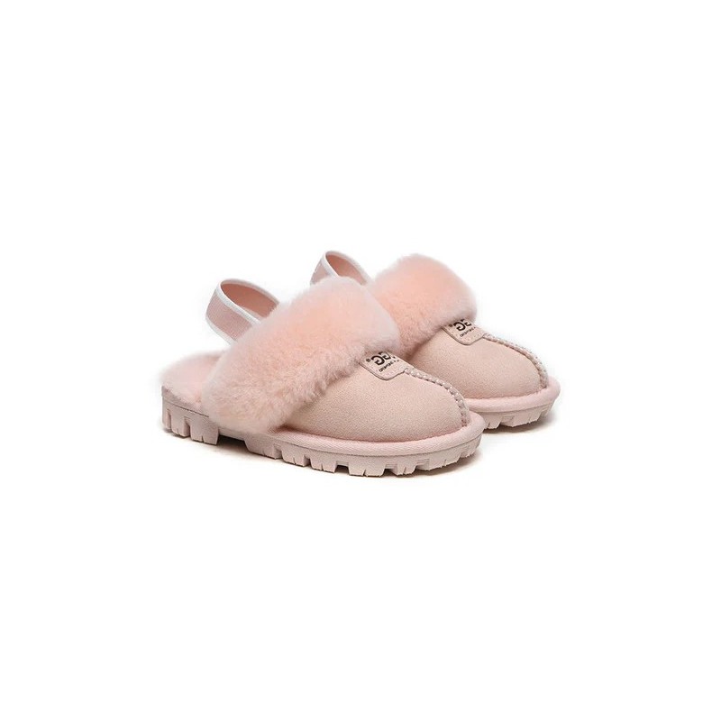UGG Enfants pantoufles à bretelles en laine de mouton Suzie rose