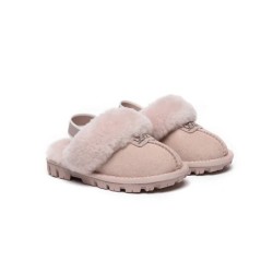 UGG Enfants pantoufles à bretelles en laine de mouton Suzie Couleur rose
