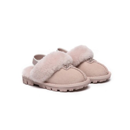 UGG Enfants pantoufles à bretelles en laine de mouton Suzie Couleur rose